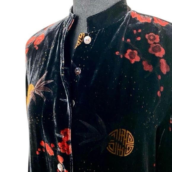 Chico’s Silk Blend Tunic Top Jacket Stand Collar Button Front Sz 2 | L/12 Unworn - Picture 6 of 9